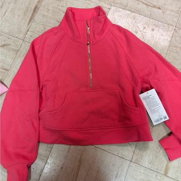 lululemon athletica Tops - Lululemon Athletica Coral Half-Zip Sweatshirt